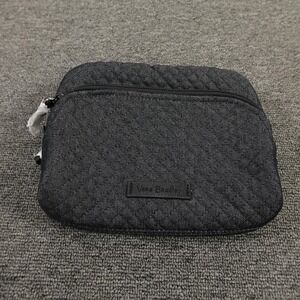Vera Bradley Cosmetic Bag Black Quilted Zip Pouch Travel Makeup Organizer Case